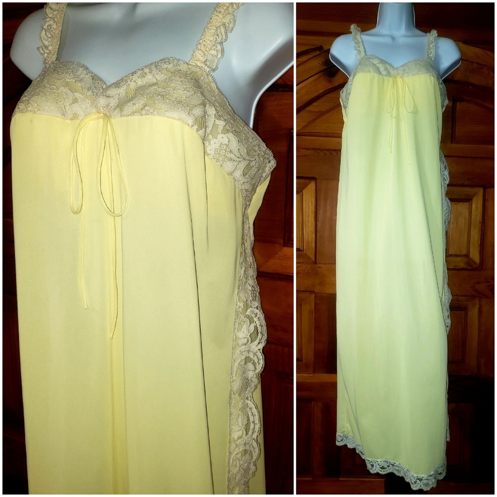 Vintage LONG Nightgown Slip Dress Built in BRA
